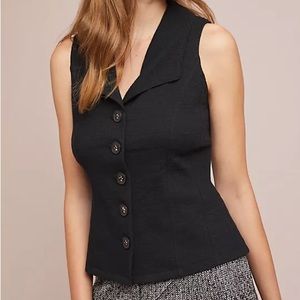 ett:twa by Anthropologie US L Black Eberhardt Sleeveless Buttondown Vest